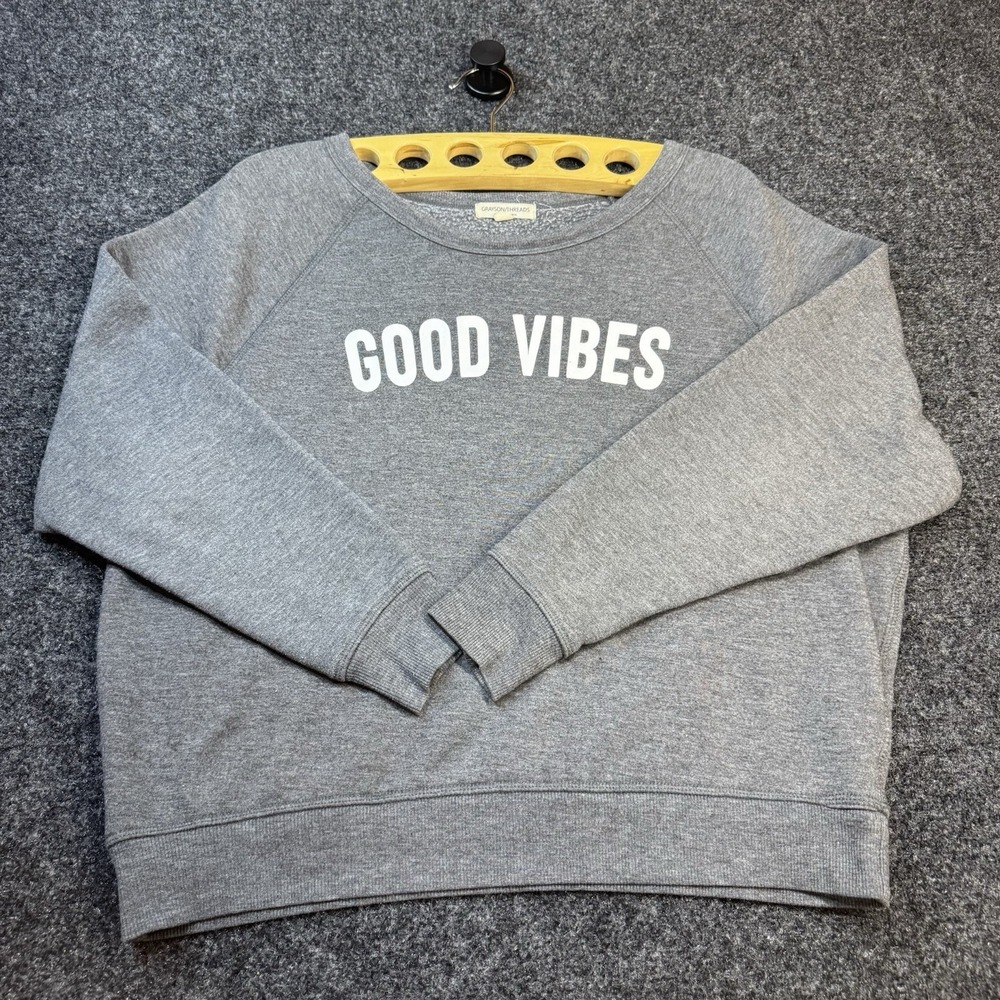 Grayson Threads Women's "Good Vibes" Grey Sweatshirt Sz Small